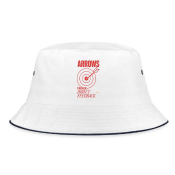 Bogenschießen – Arrows Prefer Direct Feedback - Bucket Hat - Weiß/Navy - Vorne