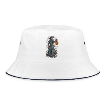 Der Pestdoktor mit der Laterne - Bucket Hat - Weiß/Navy - Vorne