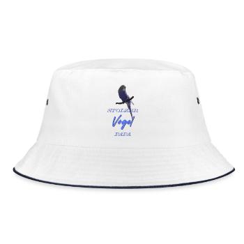 Stolzer Vogel Papa - lustige Geschenkidee  - Bucket Hat - Weiß/Navy - Vorne