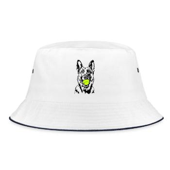 Malinois Ball Ball Junkie Dogs Wilsigns - Bucket Hat - white/navy - Front