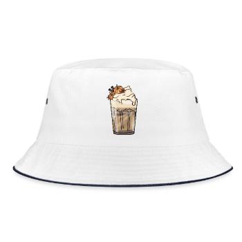 Kürbis Latte Macchiato - Pumpkin Spice Latte - Bucket Hat - white/navy - Front