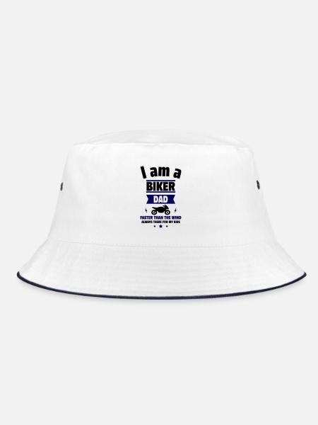 ich bin ein Biker-Papa, Vatertagsgeschenk - Bucket Hat - Weiß/Navy - Vorne