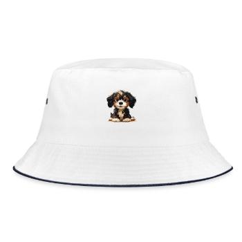 Baby Hund - Bucket Hat - Weiß/Navy - Vorne