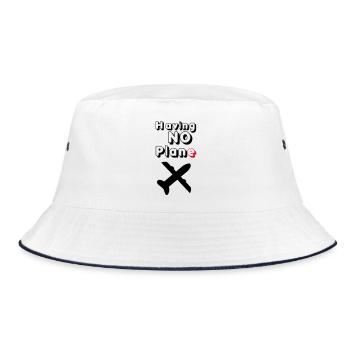 Having no Plane Geschenk - Bucket Hat - Weiß/Navy - Vorne