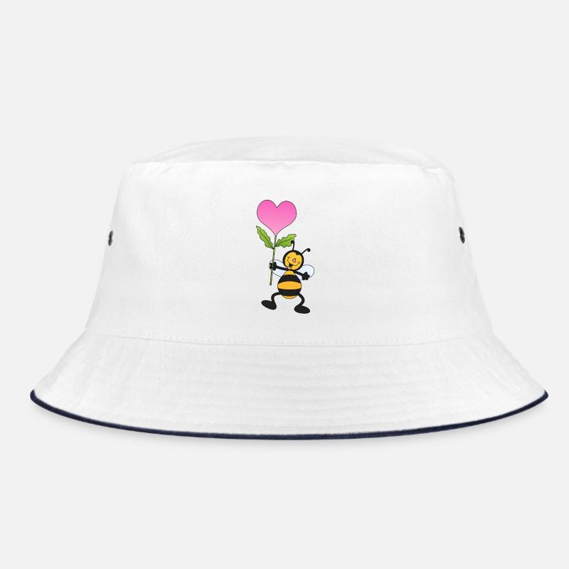 Abeille avec fleur de cœur amour Saint-Valentin - Bob - blanc/marine