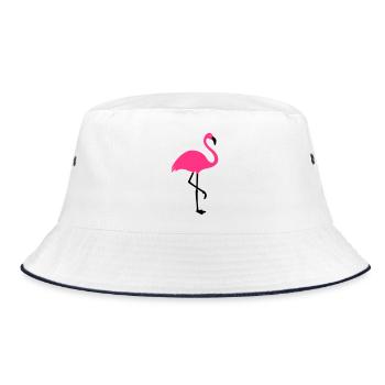 Flamingo -Sommer Sonne Strand - Bucket Hat - Weiß/Navy - Vorne