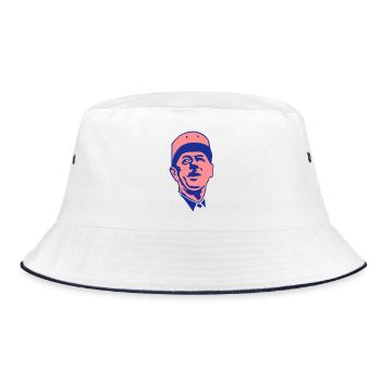General de Gaulle Gesicht natio Führer - Bucket Hat - Weiß/Navy - Vorne