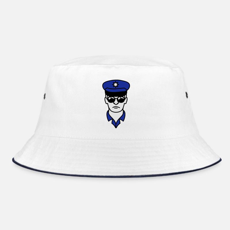 Cool Polizei Mann Gesicht Kopf Bucket Hat