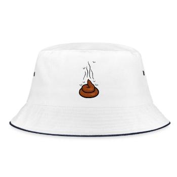 Dampfender Scheißhaufen mit Fliegen - Bucket Hat - Weiß/Navy - Vorne
