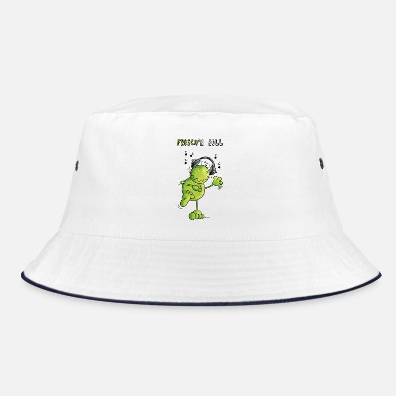 Frosch n' Roll - Bucket Hat - Weiß/Navy