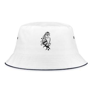Eule Schneeeule Tattoo - Bucket Hat - Weiß/Navy - Vorne