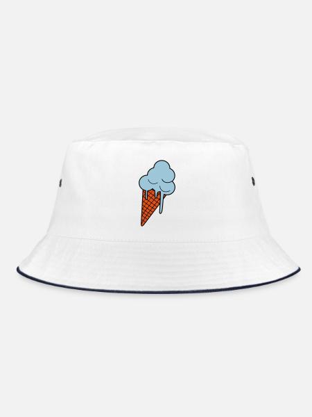 Schmelzendes Eis - Bucket Hat - white/navy - Front