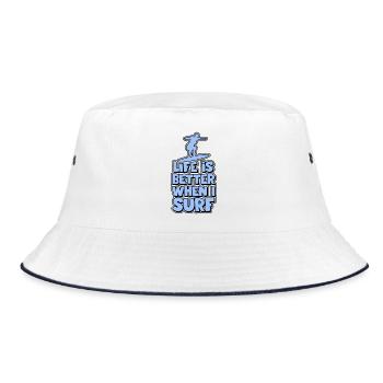 Life is better when I surf - Bucket Hat - white/navy - Front