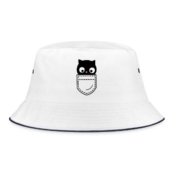 Katze Katzen - Bucket Hat - Weiß/Navy - Vorne