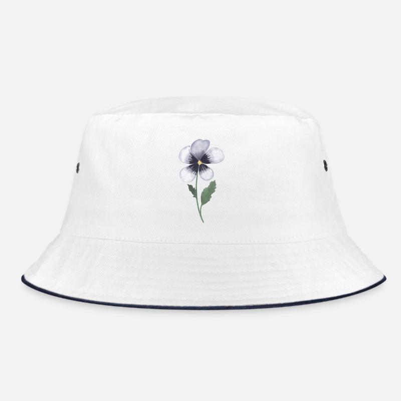 Stiefmütterchen Veilchen - Bucket Hat - Weiß/Navy