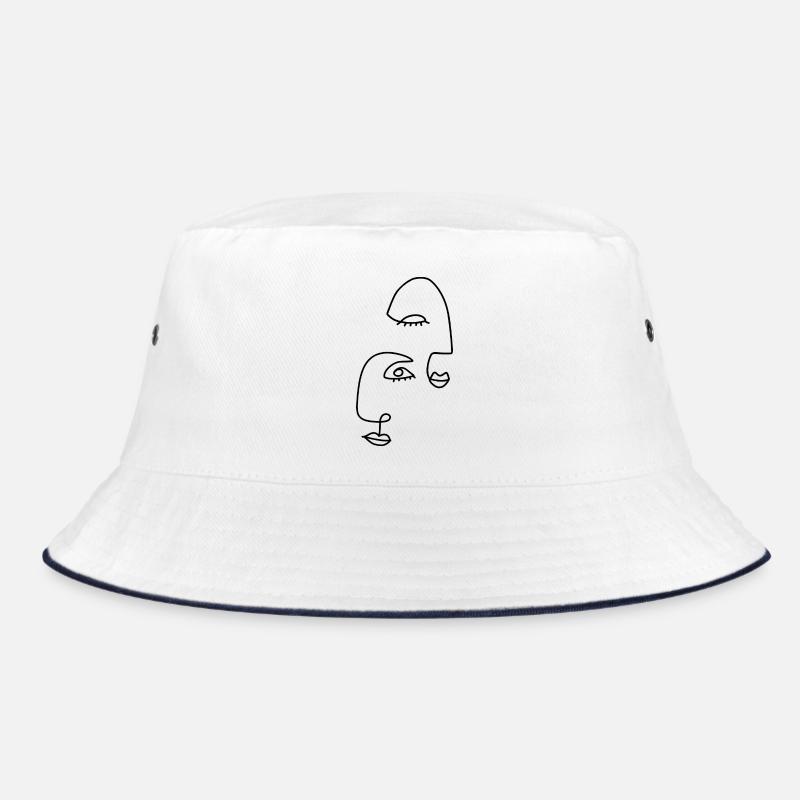 Line drawings abstract - Bucket Hat - white/navy
