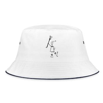 Mädchen vom Land Mistgabel Gummistiefel - Bucket Hat - Weiß/Navy - Vorne
