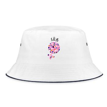 Süß Lecker Nachspeise Süßigkeiten Naschkatzen - Bucket Hat - Weiß/Navy - Vorne