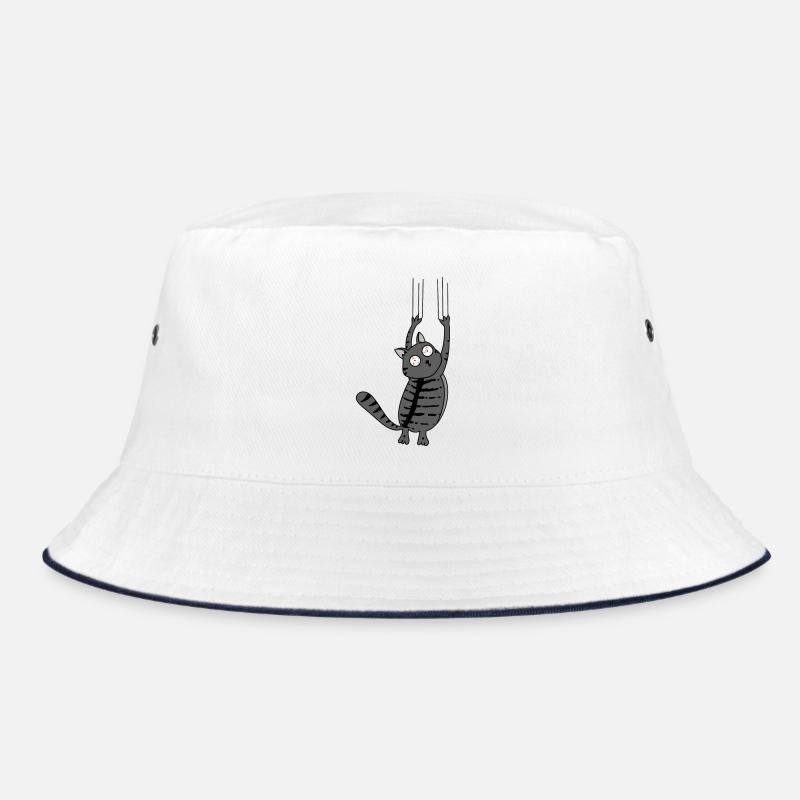 Panic Cat Striped Version - Bucket Hat - Weiß/Navy
