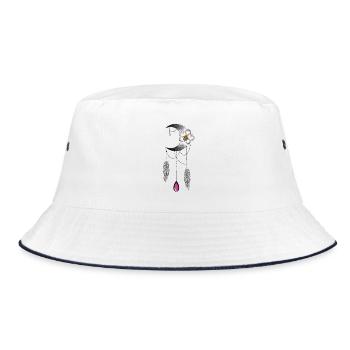 Mondorchidee Feder und Perle Typ Traumfänger - Bucket Hat - Weiß/Navy - Vorne