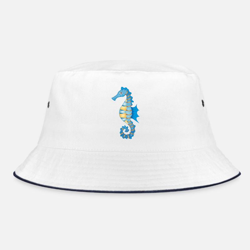 mignon hippocampe bleu dans le style comique - Bob - blanc/marine