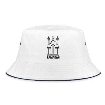 Ramadan-Moschee transparent - Bucket Hat - Weiß/Navy - Vorne
