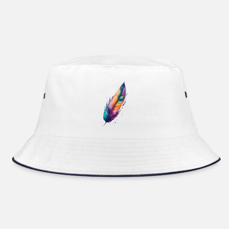 Feder - Bucket Hat - Weiß/Navy