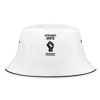 Introverts Unite - Separately In Your Own Homes - Bucket Hat - white/navy - Front