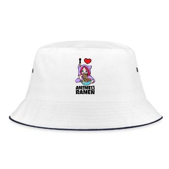 Ich Liebe Anime Ramen Herz Manga Japan Animation - Bucket Hat - Weiß/Navy - Vorne