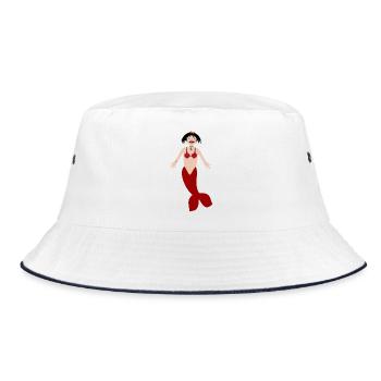 Mermaid Vampire Gothic Fantasy Art - Bucket Hat - white/navy - Front