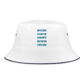 Miami Blau - Bucket Hat - Weiß/Navy - Vorne
