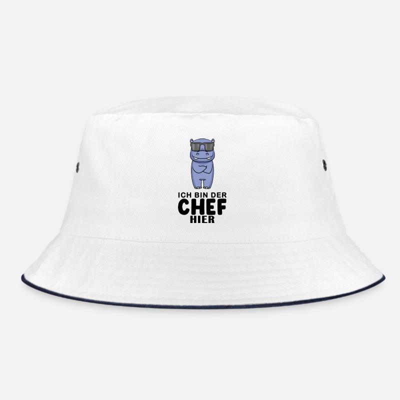 Chef Spruch lustig - Ich bin der Chef hier - Chef - Bucket Hat - Weiß/Navy