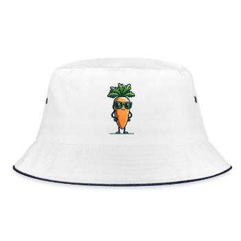 Carrot Couture: The Trendsetter Veggie - Bucket Hat - white/navy - Front