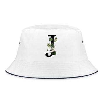 Letter J Green Botany - Bucket Hat - white/navy - Front