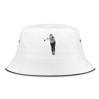 Petanque Spielerin Rechtshänderin - Bucket Hat - Weiß/Navy - Vorne