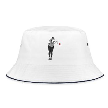 Petanque Spielerin Linkshänderin - Bucket Hat - Weiß/Navy - Vorne