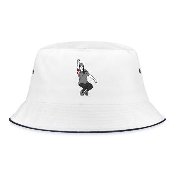 Petanque Spielerin Rechtshänderin - Bucket Hat - Weiß/Navy - Vorne
