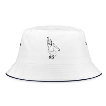 Petanque Spielerin Rechtshänderin - Bucket Hat - Weiß/Navy - Vorne