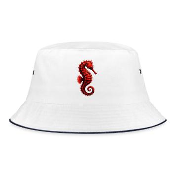 Seepferdchen - Bucket Hat - Weiß/Navy - Vorne