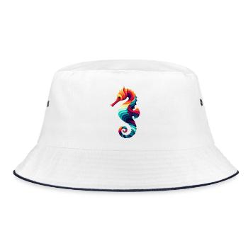 Seepferdchen - Bucket Hat - Weiß/Navy - Vorne