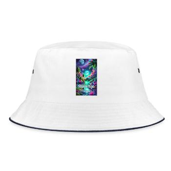 Parotonga Cook Islands vacation palm trees - Bucket Hat - white/navy - Front