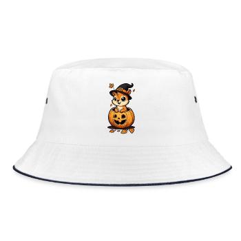 niedliches Halloween-Eichhörnchen:Süßer Gruselspaß - Bucket Hat - Weiß/Navy - Vorne