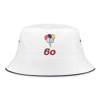 60. 60 JAHRE. 60-JÄHRIGES JUBILÄUM. 60. GEBURTSTAG. - Bucket Hat - Weiß/Navy - Vorne