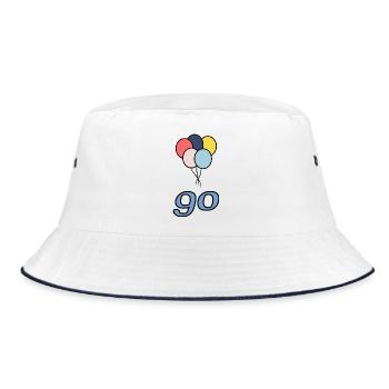 90. 90 JAHRE. 90-JÄHRIGES JUBILÄUM. 90-JÄHRIGES JUBILÄUM. - Bucket Hat - Weiß/Navy - Vorne