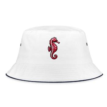 Seepferdchen - Bucket Hat - Weiß/Navy - Vorne