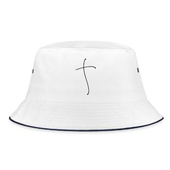Plain Cross Line - Bucket Hat - white/navy - Front