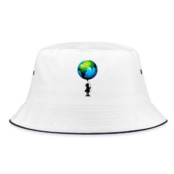 Planet Erde - Bucket Hat - Weiß/Navy - Vorne