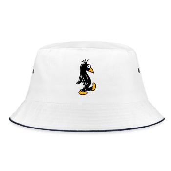 Pinguin läuft ulkig dumm guckt lustig doof albern - Bucket Hat - Weiß/Navy - Vorne