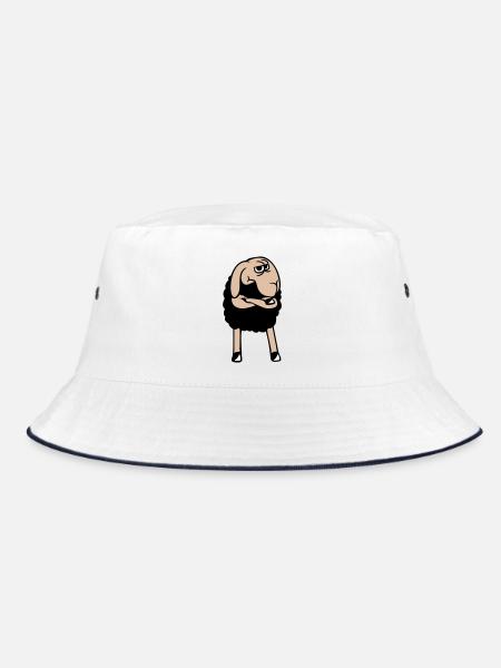 Schwarzes Schaf Verschränkte Arme Beleidigt Sauer - Bucket Hat - Weiß/Navy - Vorne