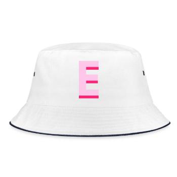Pop und moderner rosa Buchstabe e - Bucket Hat - Weiß/Navy - Vorne